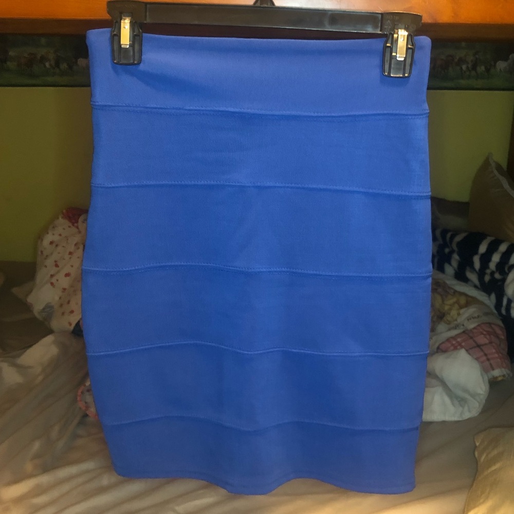 cobalt blue bandage-looking skirt